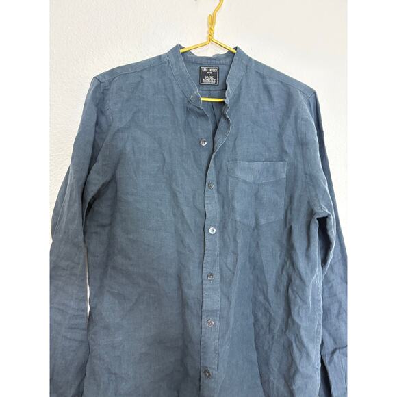 Todd Snyder Slim Sea Soft Irish Linen Point Collar Shirt Size Medium Blue - Picture 8 of 12